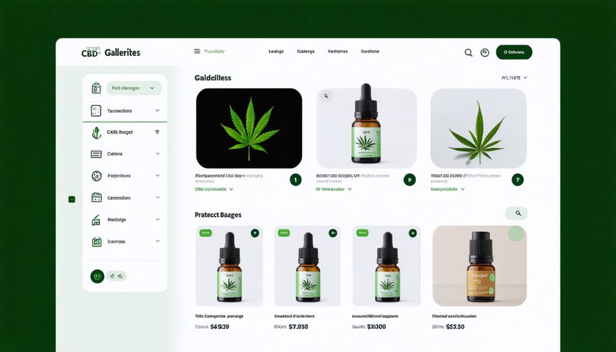 Modern CBD WordPress theme design with product showcase and trust indicators