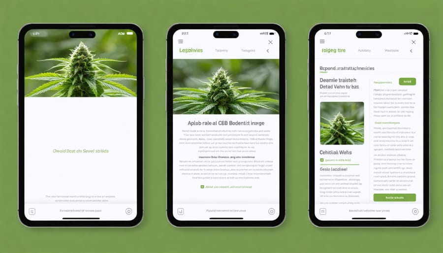 Responsive CBD website design demonstrated on multiple mobile devices